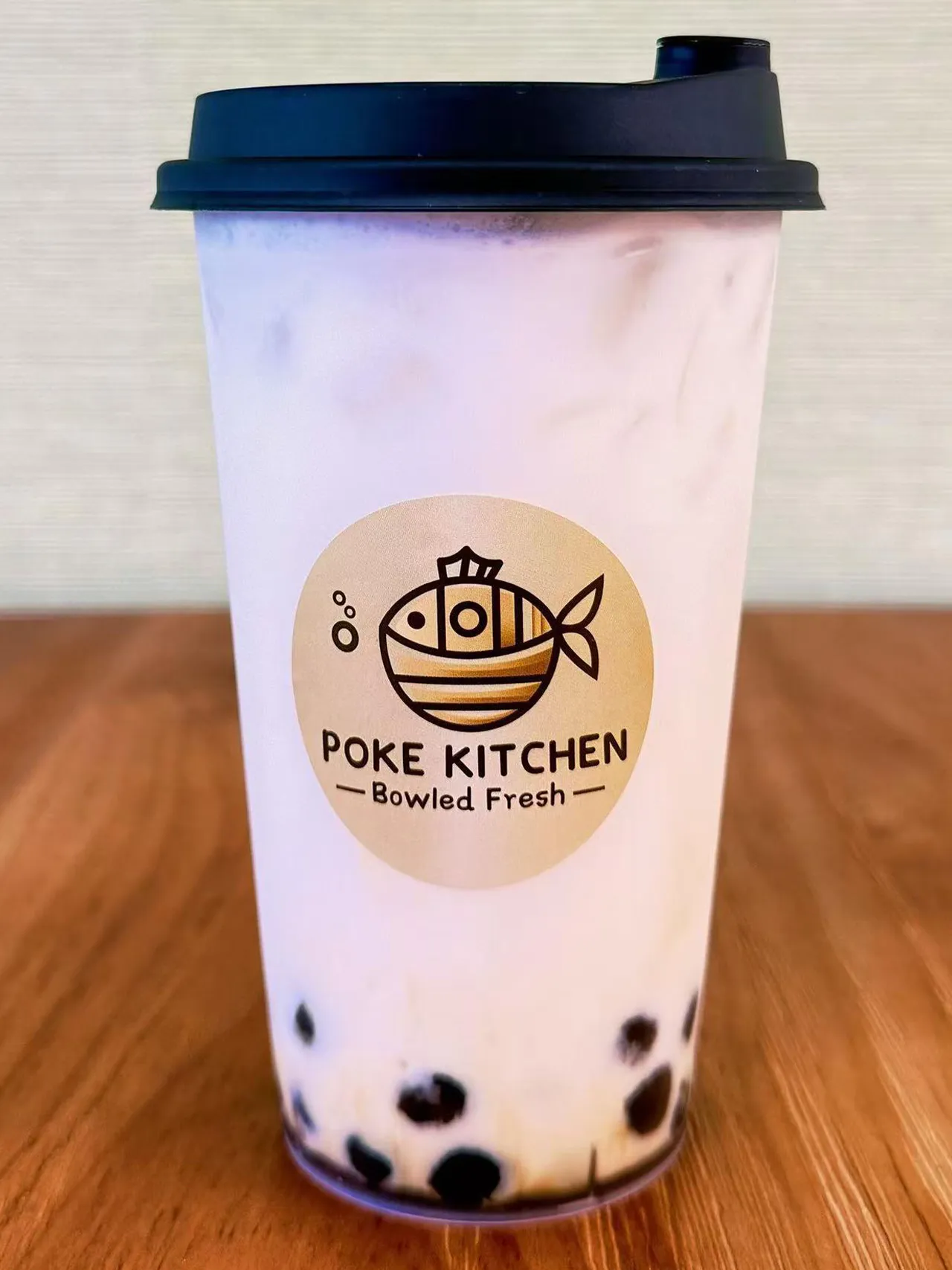 Milk Tea with Boba at Poke Kitchen, Healthy Food Restaurant in East Windsor