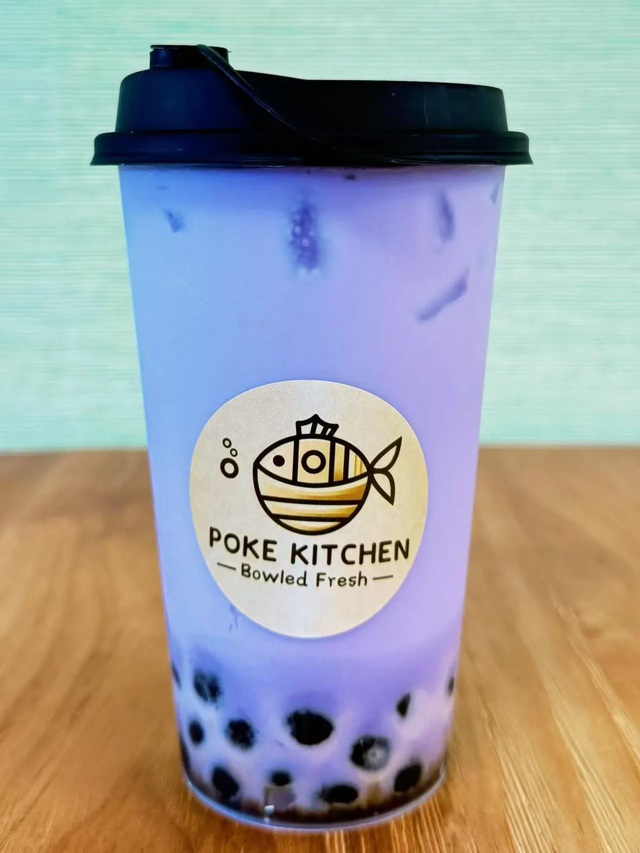 Taro Milk Tea with Boba at Poke Kitchen, Healthy Food Restaurant in East Windsor